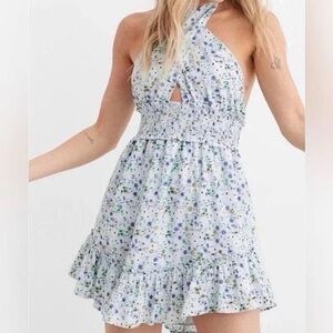 Aerie Blue Floral Mini Dress